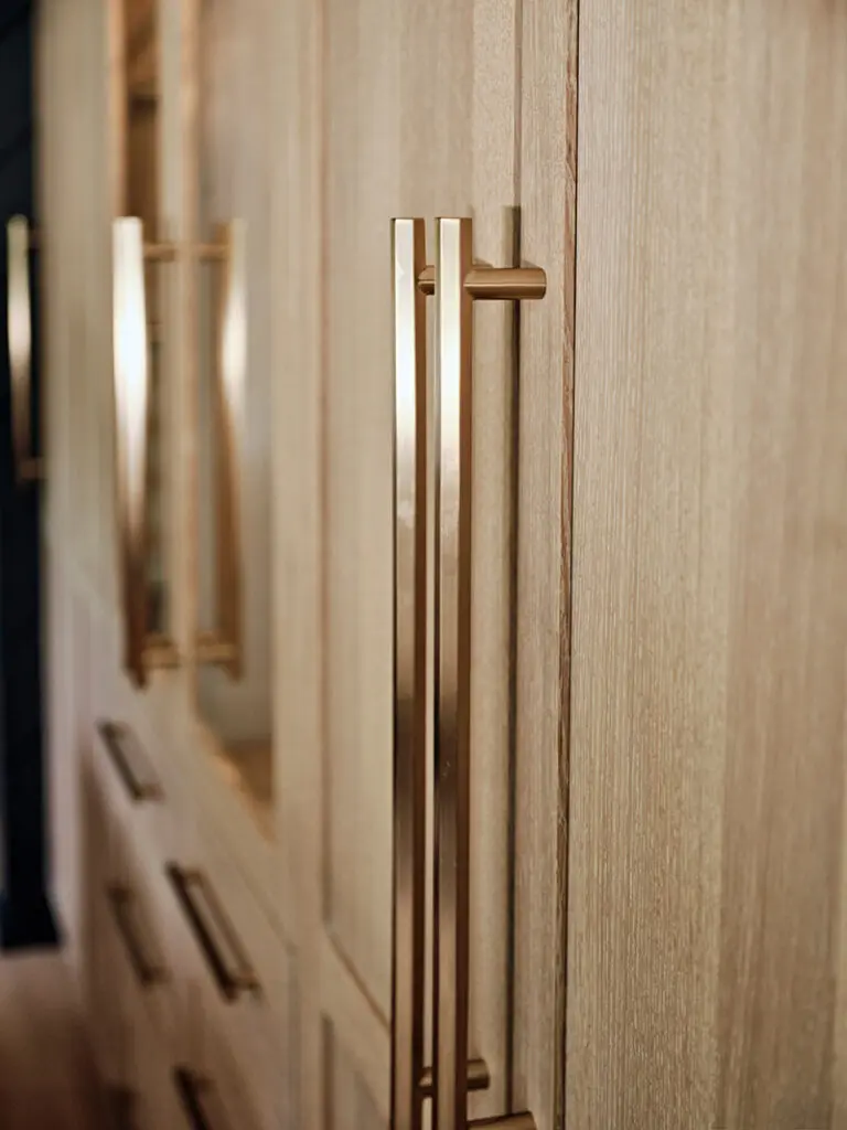 Closeup of a white oak door