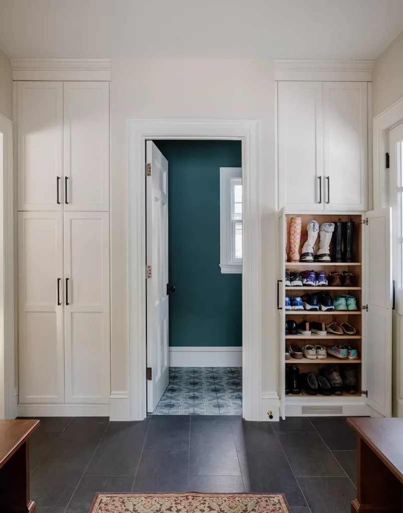 Mudroom with custom cabinets