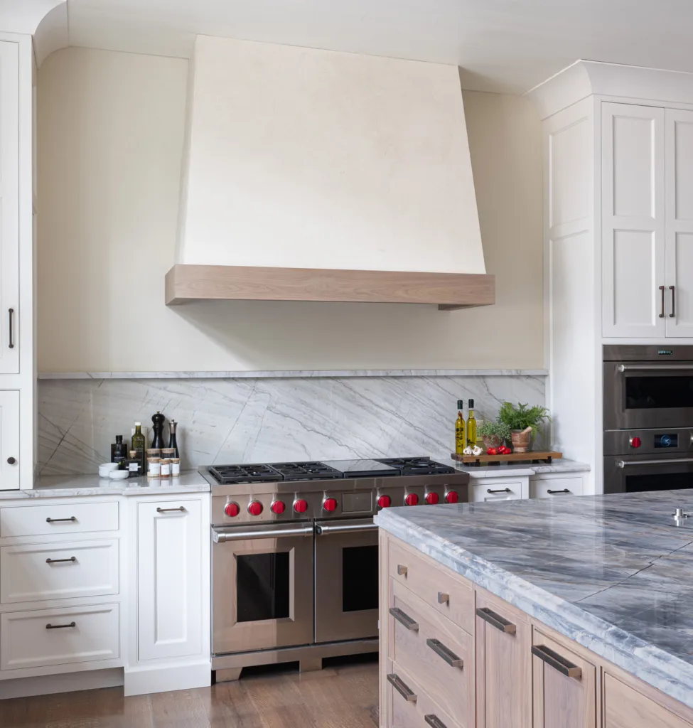 Range hood with wood accents