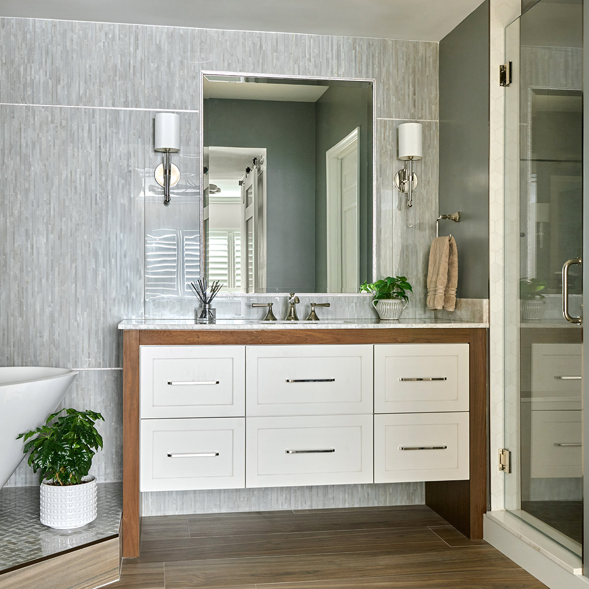 Elegant custom bathroom vanity by QCCI custom cabinet makers