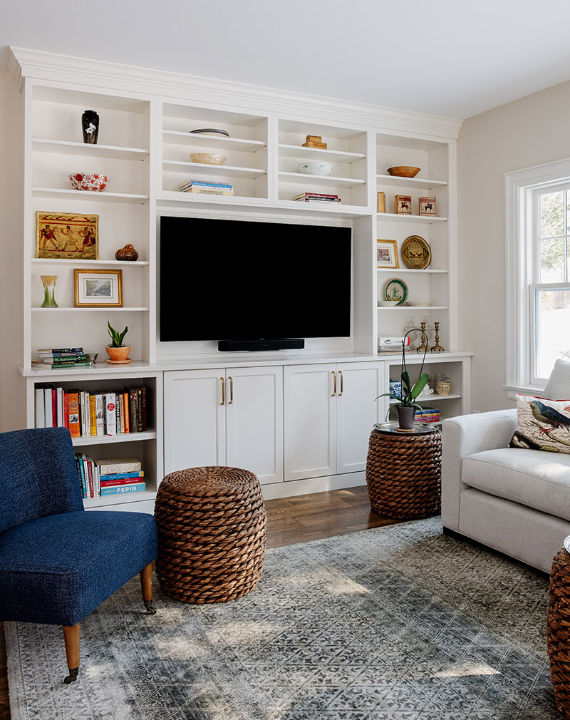 StoneHill built-in living room cabinets with TV