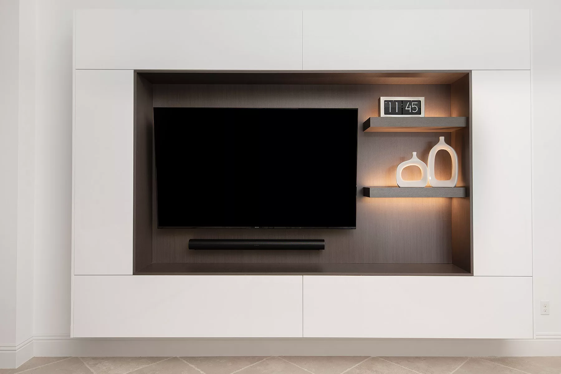 Custom kitchen cabinets with roll out trays, drawer organizers, and elegant finishes