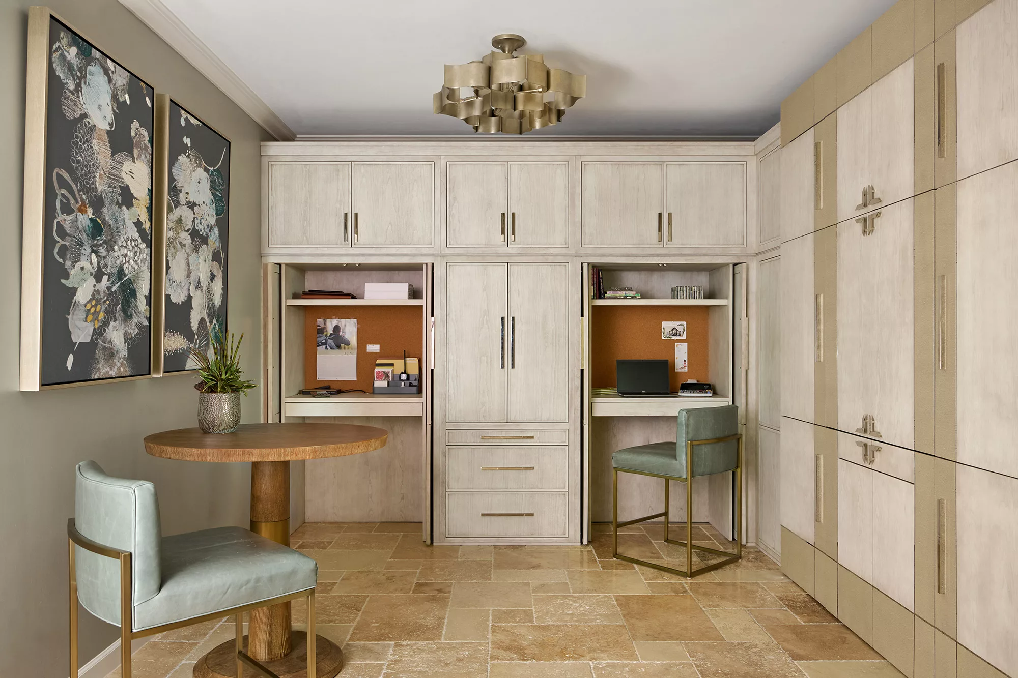 Cabinets with desk for home office
