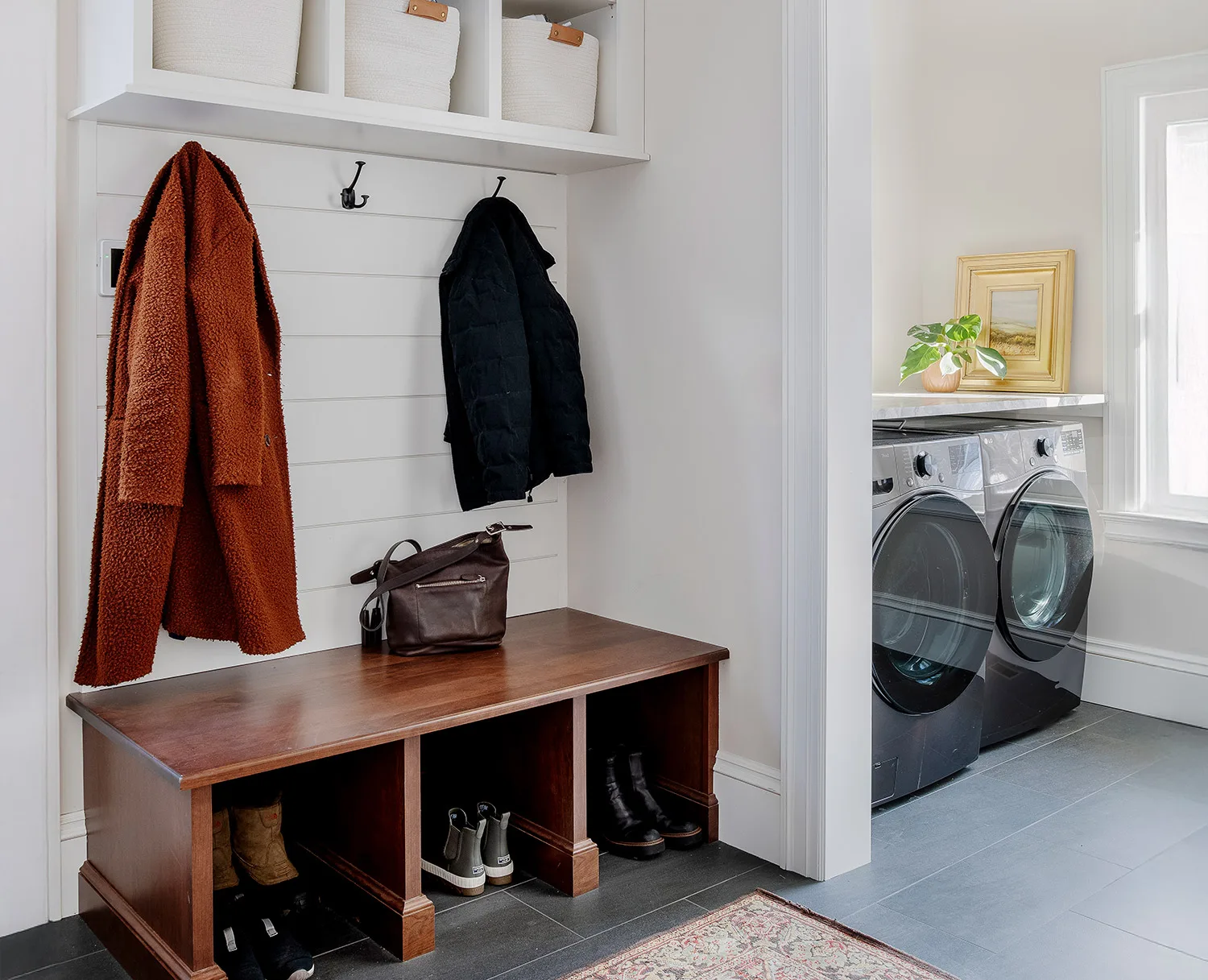 Mudroom built in cabinets with laundry - StoneHill