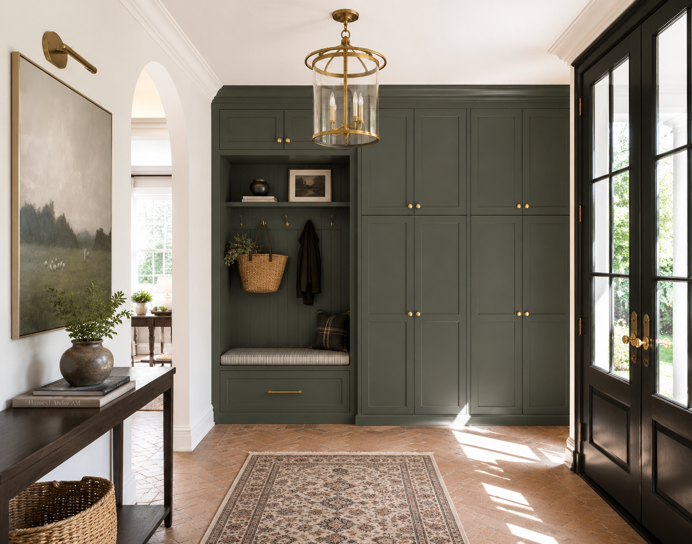 Custom cabinets at a home entryway