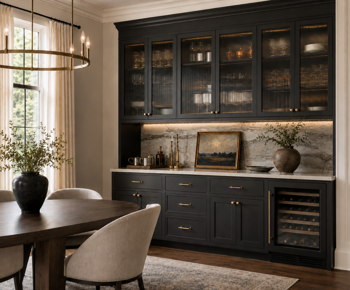 Custom-built dining room cabinets